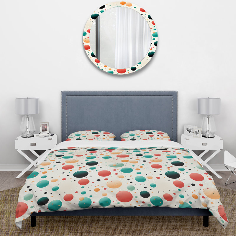 Ensemble de housse de couette à motif rétro Revival, Housse de couette pour très grand lit et 2 très