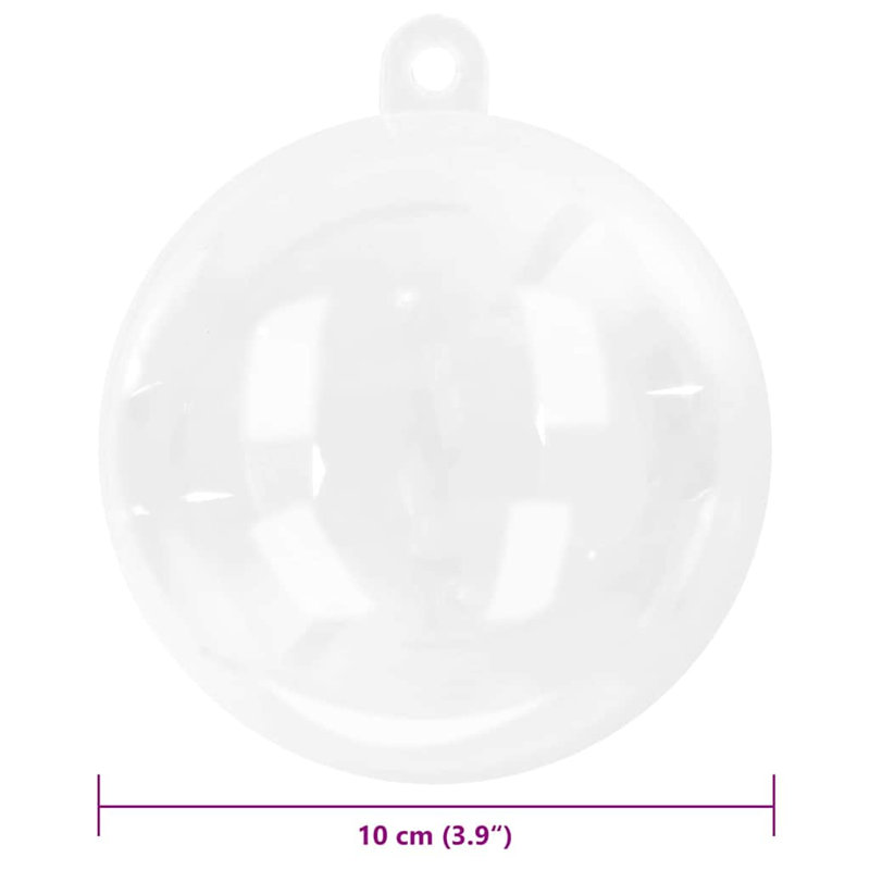vidaXL Christmas Bauble Transparent, 10cm H x 10cm W x 10cm D