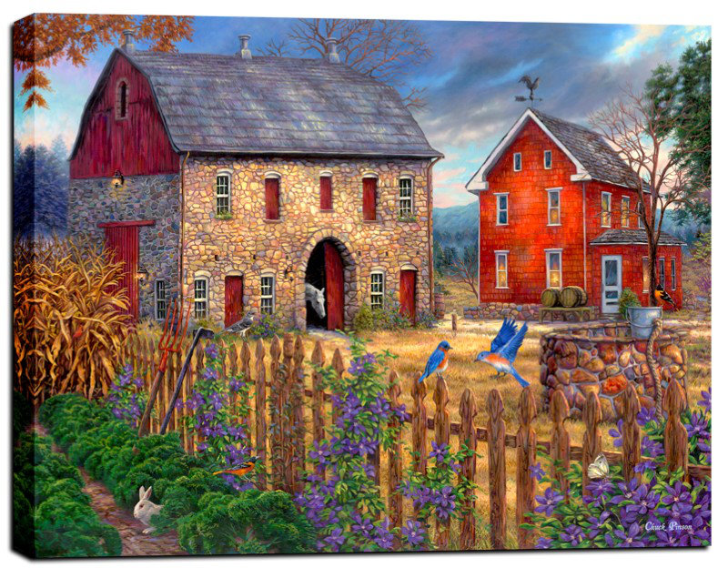 Charming Farmhouse Scene Landscape Canvas Art, 26" x 18"