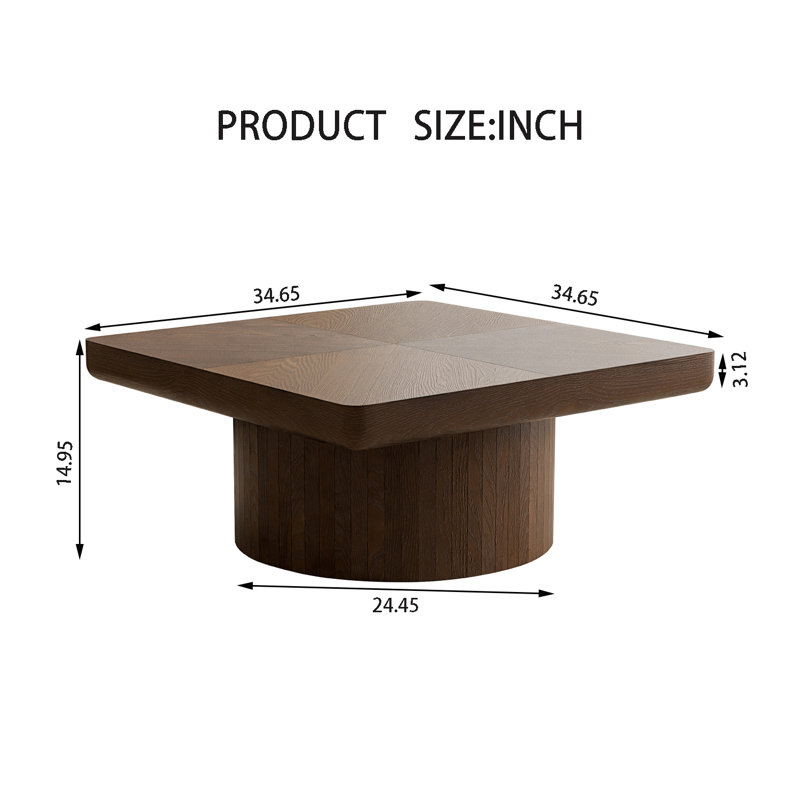 Table basse carrée 34,65 po, Noyer