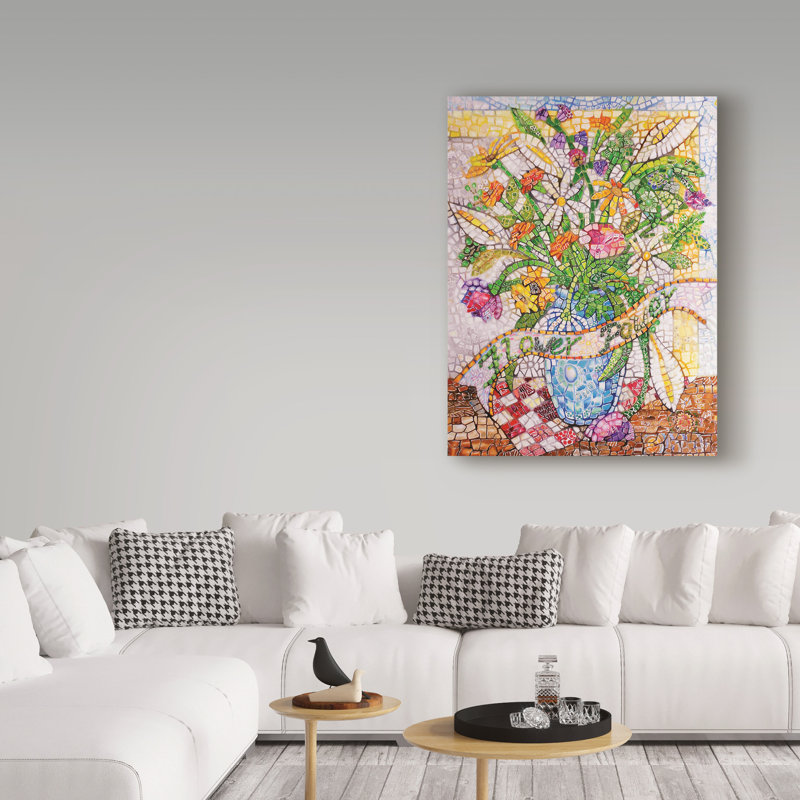 'Flower Power in Pot' Acrylic Painting Print on Wrapped Canvas, 19" H x 14" W x 2" D