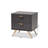 Caden Sheldon Dark Grey And Gold Finished Wood 2-Drawer Nightstand