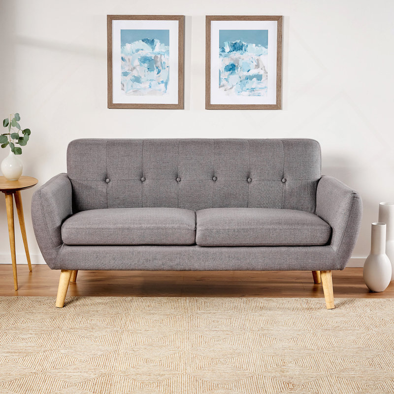 Mirsade 67.25" Flared Arm Loveseat, Loveseat, Modern Sofa, Accent Sofa, Dark Gray 