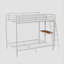 Lit plateforme mezzanine en métal blanc et en bois pleine grandeur, conception à deux zones peu encombrante pour la chambre à coucher