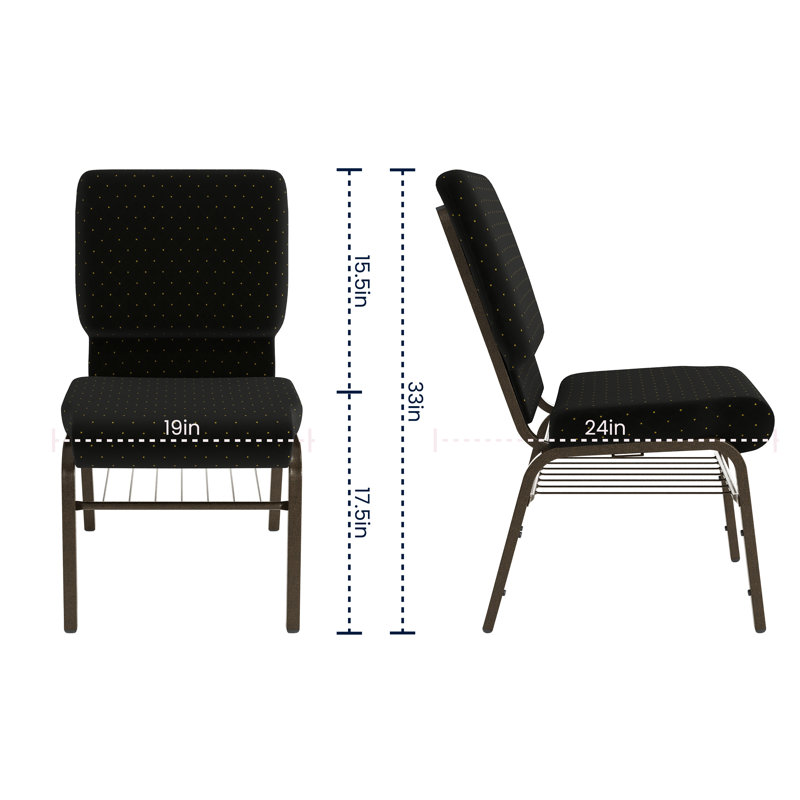 Chaise d'église en tissu 18,5 po Htwe, Noir