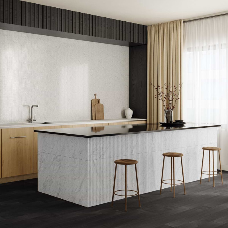 Stonework Carrara White 12x24 Marble Tile, Peak 3D Satin