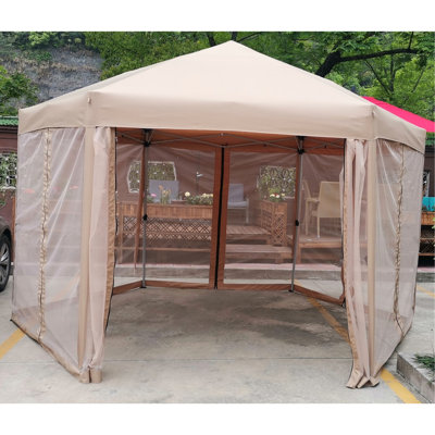 Pavillons de jardin hexagonaux avec structure en acier robuste et parois latérales à fermeture à glissière