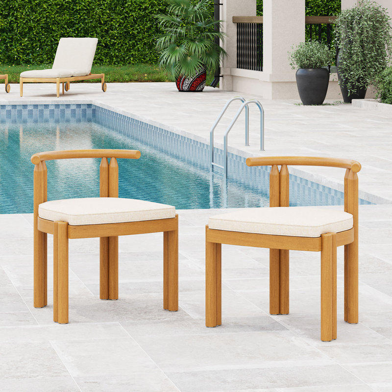 Chaise de salle à manger sans accoudoirs en bois d'acacia, ensemble de 2