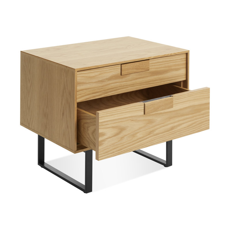 Series 11 2 - Drawer Nightstand, Black/White Oak