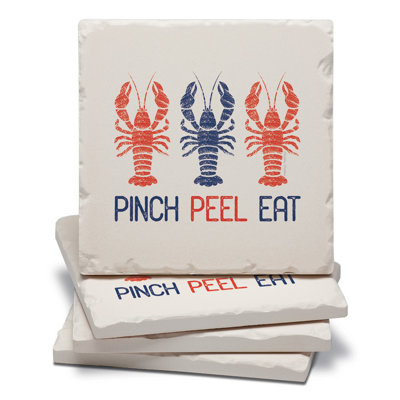 Pinch Peel Eat 4 Pack Tumbled Tile Stone Coasters