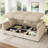 Tremee L-shaped Modular Sleeper Sofa Upholstered Sectional Sofa Couch Beige-122503856