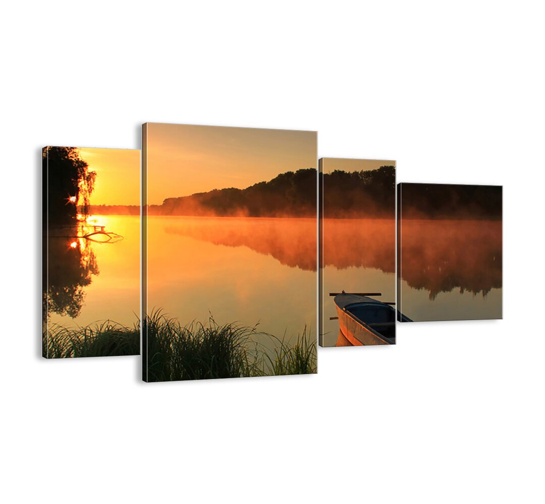 4-tlg. Leinwandbilder-Set - Fotografie „Sunrise over the Water Like a Mirror”