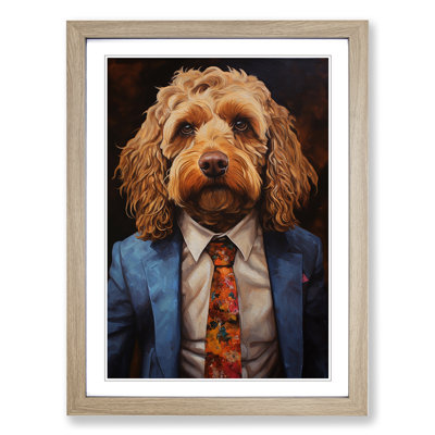 Cockapoo in a Suit Painting - Framed Print