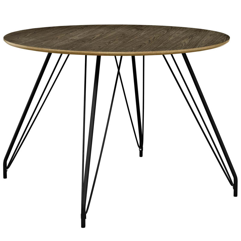 Round Walnut Wood Mid-century Modern Dining Table