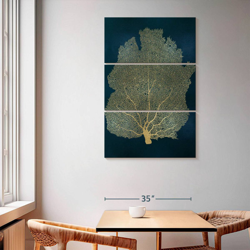 Brampt Sea Fan Gold On Teal I, 65" H x 42" W
