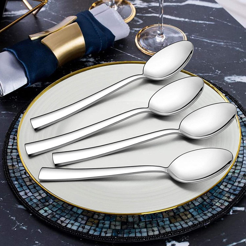 Ensemble de couverts 20 pièces Plageman, couverts carrés en acier inoxydable pour 4 personnes, ensemble d'ustensiles de table, finition miroir, va au lave-vaisselle