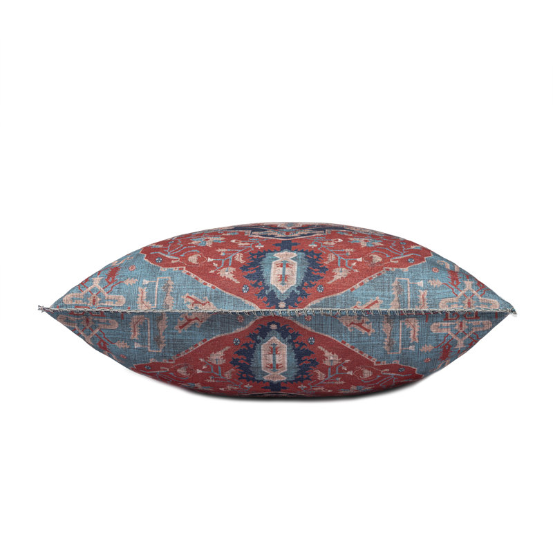 Red and Navy Persian Medallion Square Throw Pillow