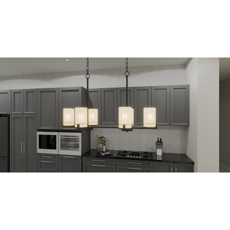 Fosco 6 - Light Dimmable Kitchen Island Square / Rectangle Chandelier, Matte Black