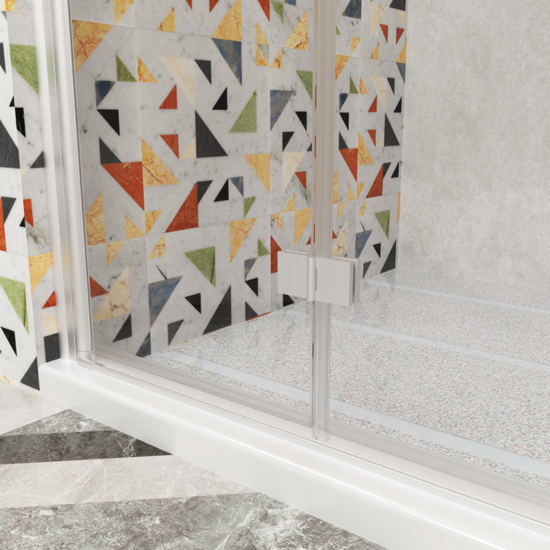 ImageYou Frameless Bifold Shower Door, 36"Wx72"H, Adjustable Width 36-37 3/8", Easy Installation with Magnetic Waterproof Seal
