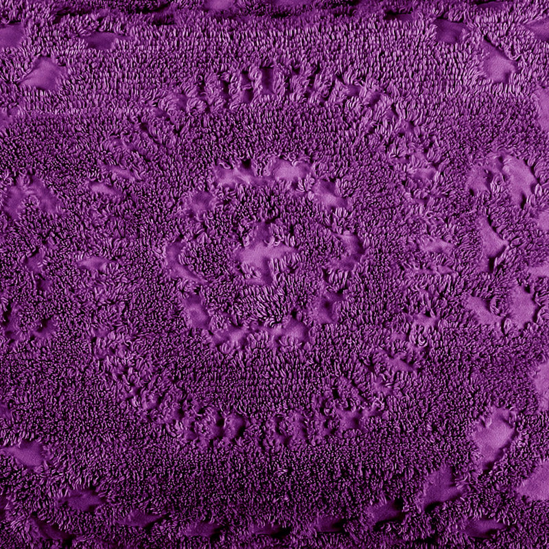 Rio 100% Cotton Chenille Tufted Bedspread, Traditional Medallion Design, Soft Breathable All-Season Machine Washable Coverlet, OEKO-TEX Certified, Queen Size, Plum