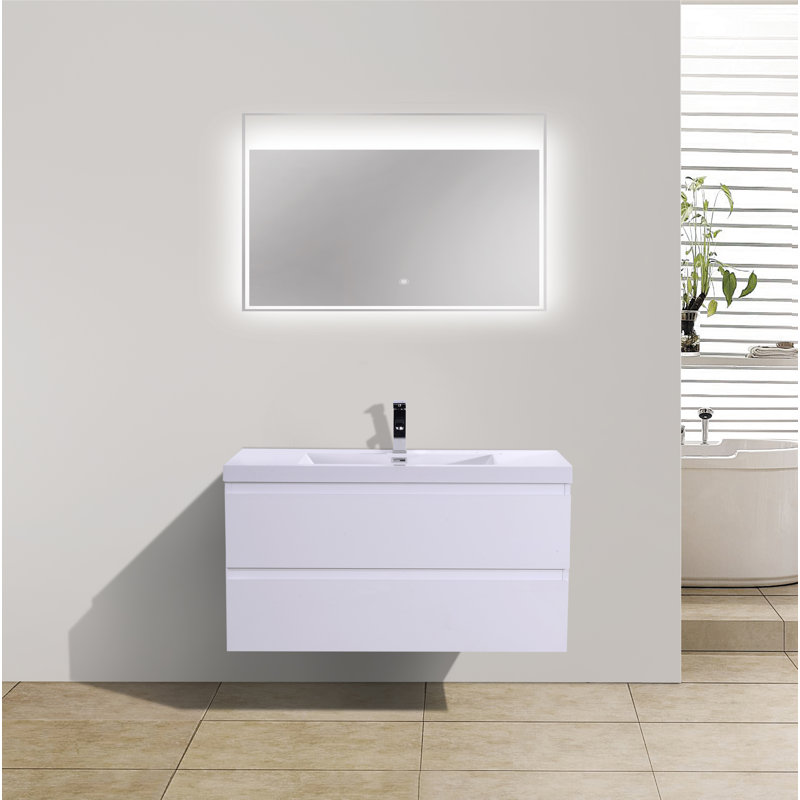 Ensemble de meuble-lavabo simple 41,75 po Curly, Blanc très luisant