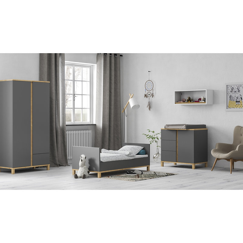 Cornett 90cm W 3 - Drawer Chest of Drawers, Graphite/Oak