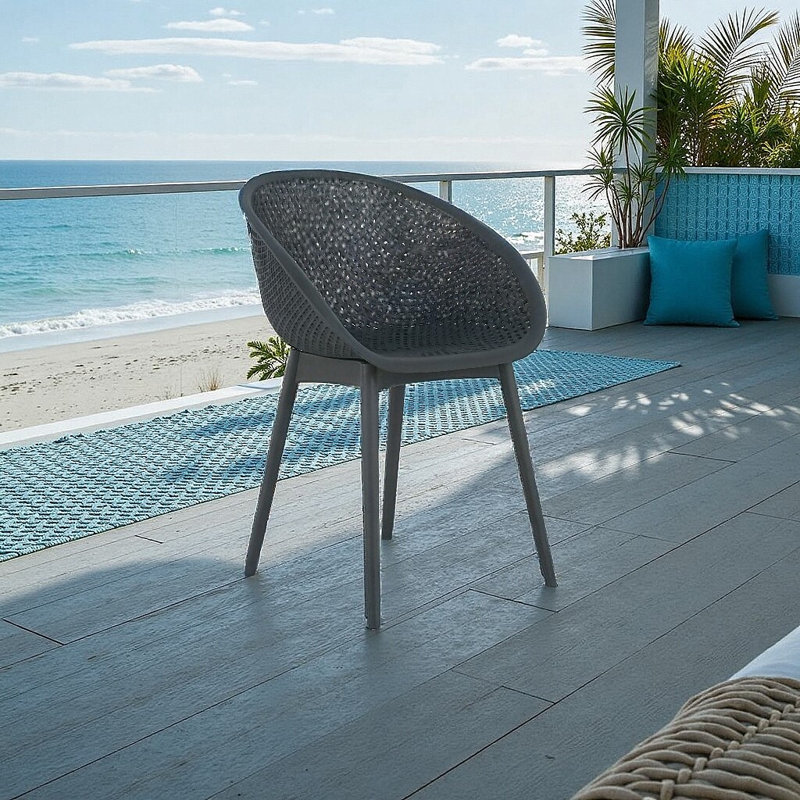 Ensemble de 2 chaises longues modernes en maille PP, Gris