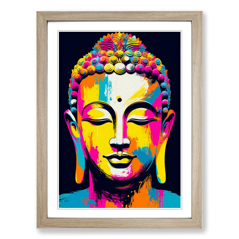Buddha Pop Art - Framed Print, Oak Framed, 64cm H x 46cm W x 2cm D