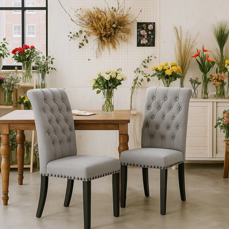 Chaises de salle à manger rembourrées Fatima, Gris, Set of 4