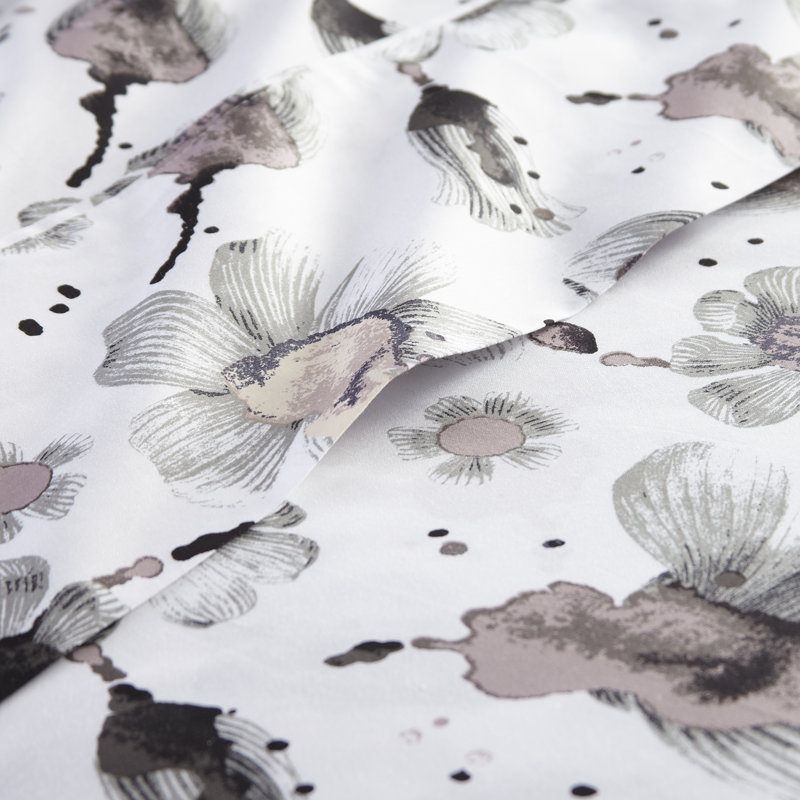 Ensemble de draps à motif floral en satin de coton à 100 % à densité du tissage de 300 fils Grand Symphony, Grand