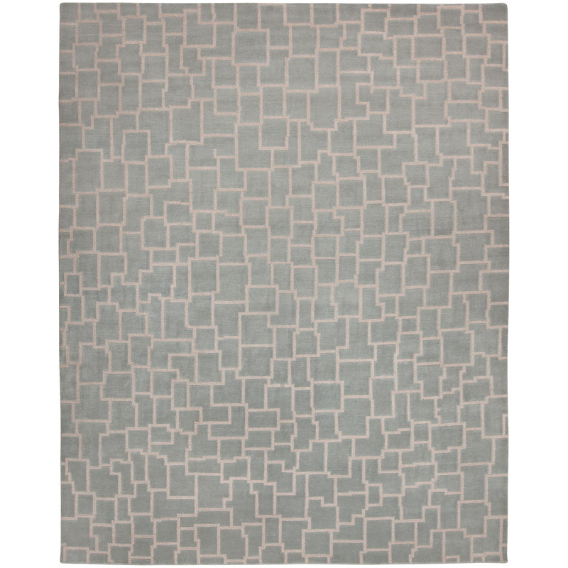 Tapis bleu en cristal noué à la main Ritz, Rectangle 9 pi x 12 pi