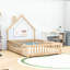Lit double en bois avec clôture en forme de maison et clôture-1491896332