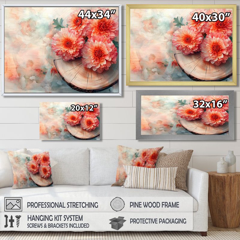 Hardiman - Floral Large Wall Decor, Noir, Cadre flottant, H 16 po x l 32 po