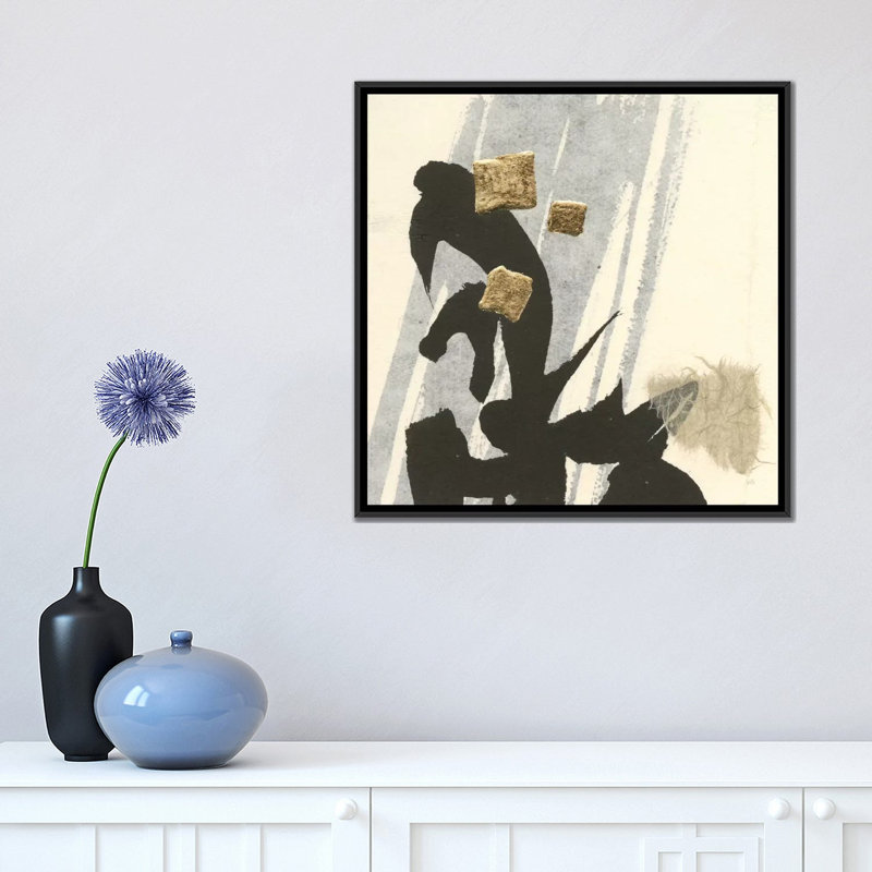 Collage IX, H 18 po x l 18 po x P 1,5 po, Toile avec cadre noir, Pas de tapis