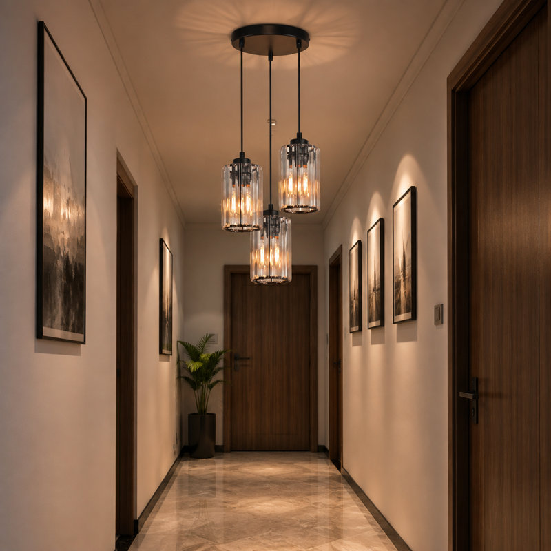 3 - Light Matte Black Cylinder Pendant