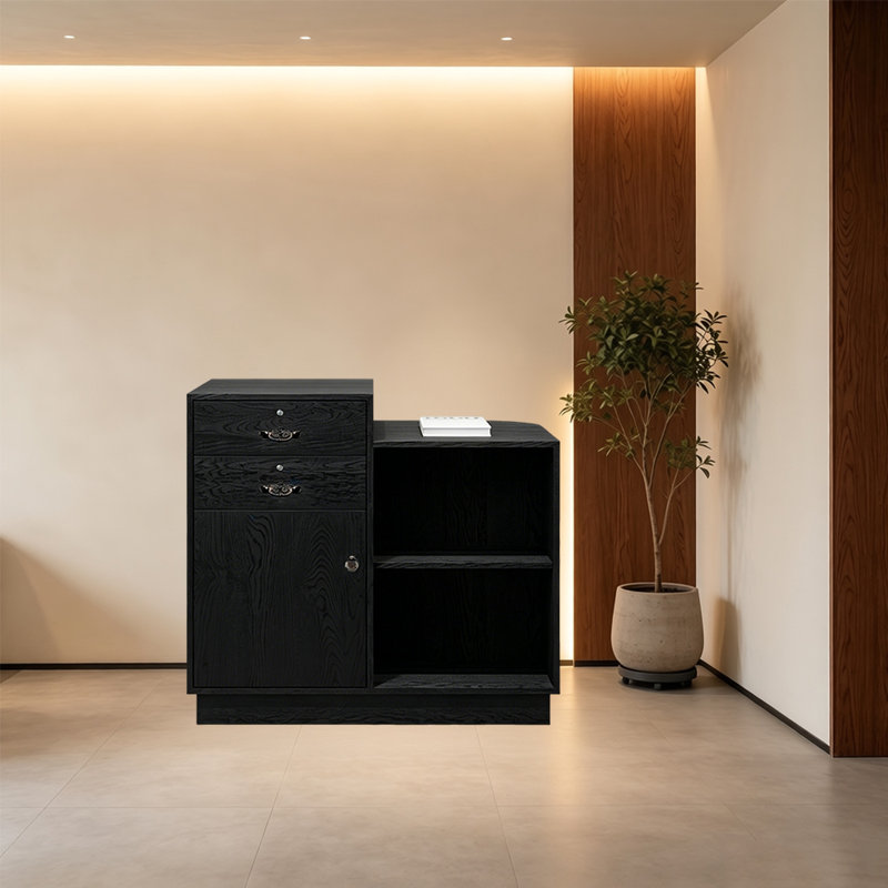 Petit bureau de réception commercial, comptoir avant moderne pour espace d'accueil, bureau de réception compact pour le bureau et la vente au détail