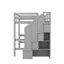 Lit mezzanine double avec bureau en L, armoire, tiroirs et escalier de rangement-114406338