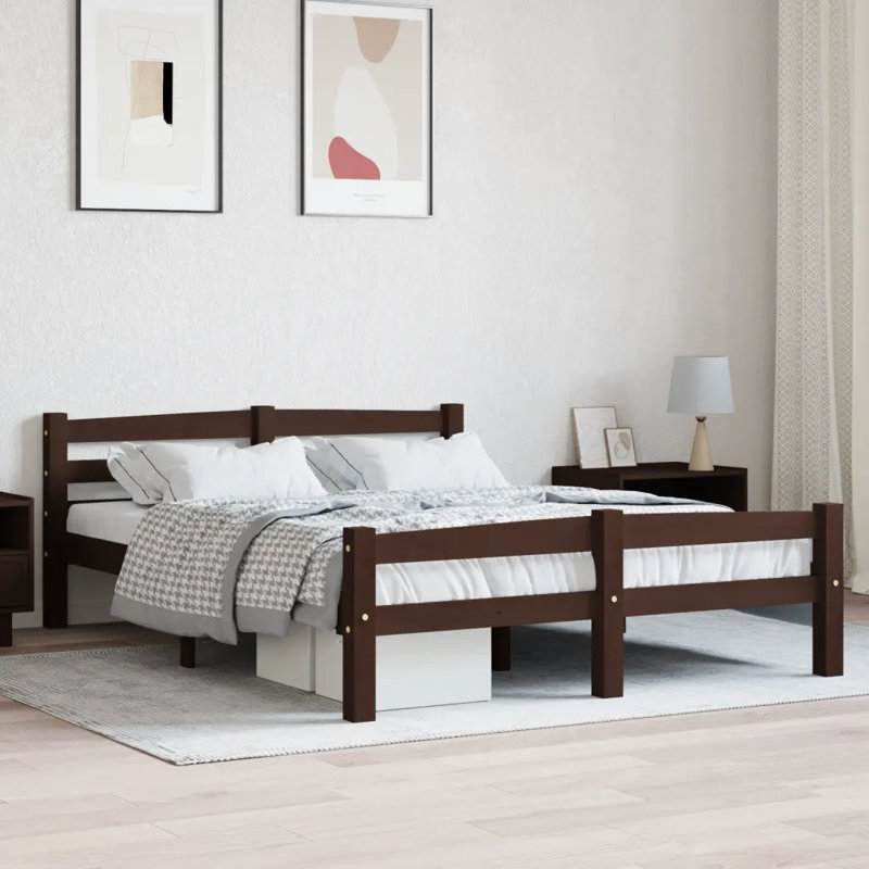 Beeman Solid Wood Bed, White, European Double (140 x 200cm)