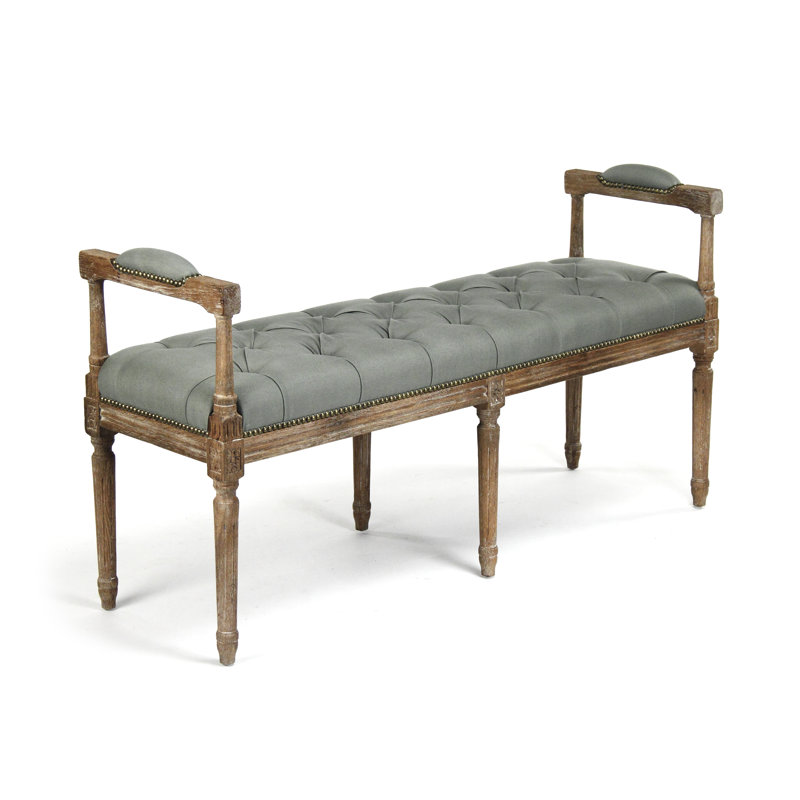 Nicolas Upholstered Bench, Sea Foam Green