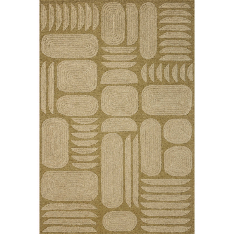 Brigette Romanek Madi Light Olive / Oatmeal Area Rug, Rectangle 2'3" x 3'9"