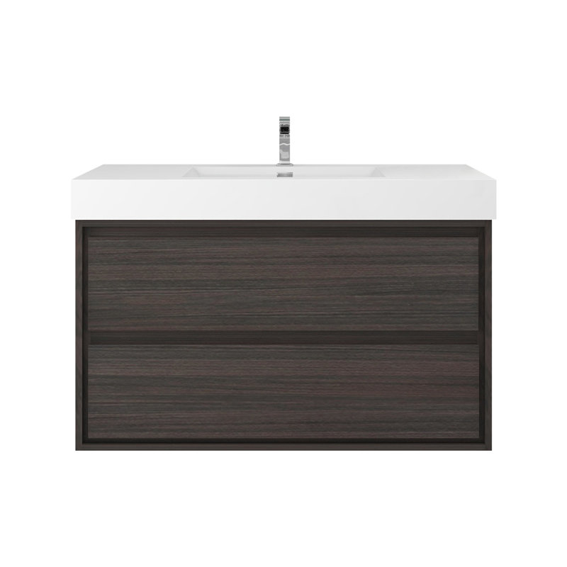 Cloude 42'' Single Bathroom Vanity with Acrylic Top, Gray Oak