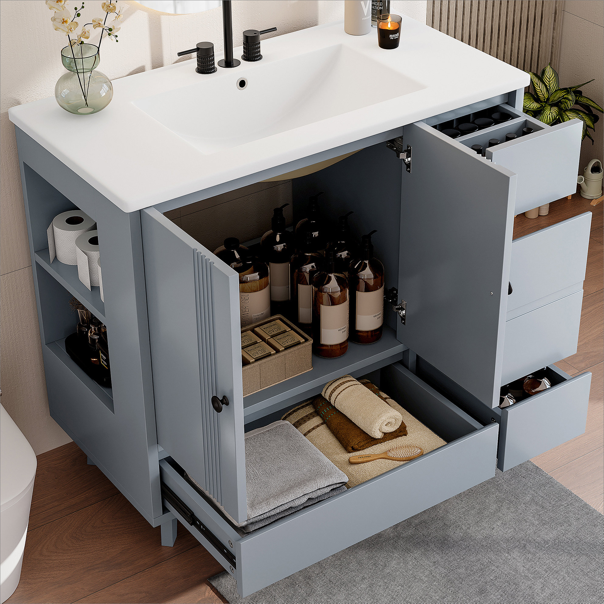 Latitude Run® Bathroom Vanity With Sink, Free Standing Single Vanity ...