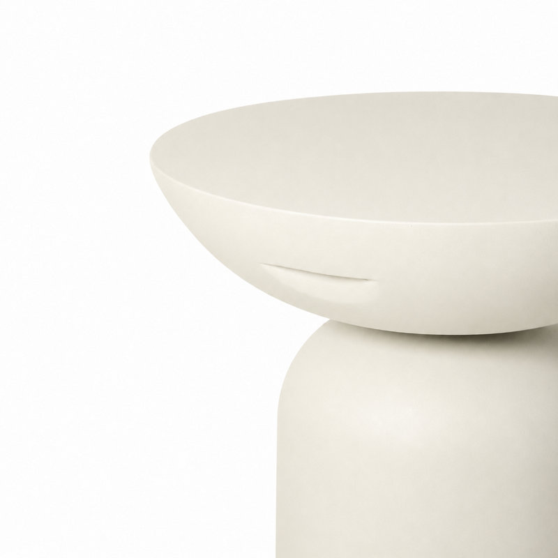 Table de bout moderne à piédestal moderne en polyfibre pour l'intérieur et l'extérieur blanc mat, Blanc