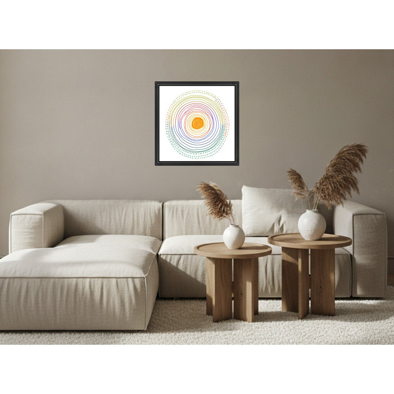 «Colorful Concentric Circles Abstraction», art mural encadré sur toile, Brown, 24" H x 24" W