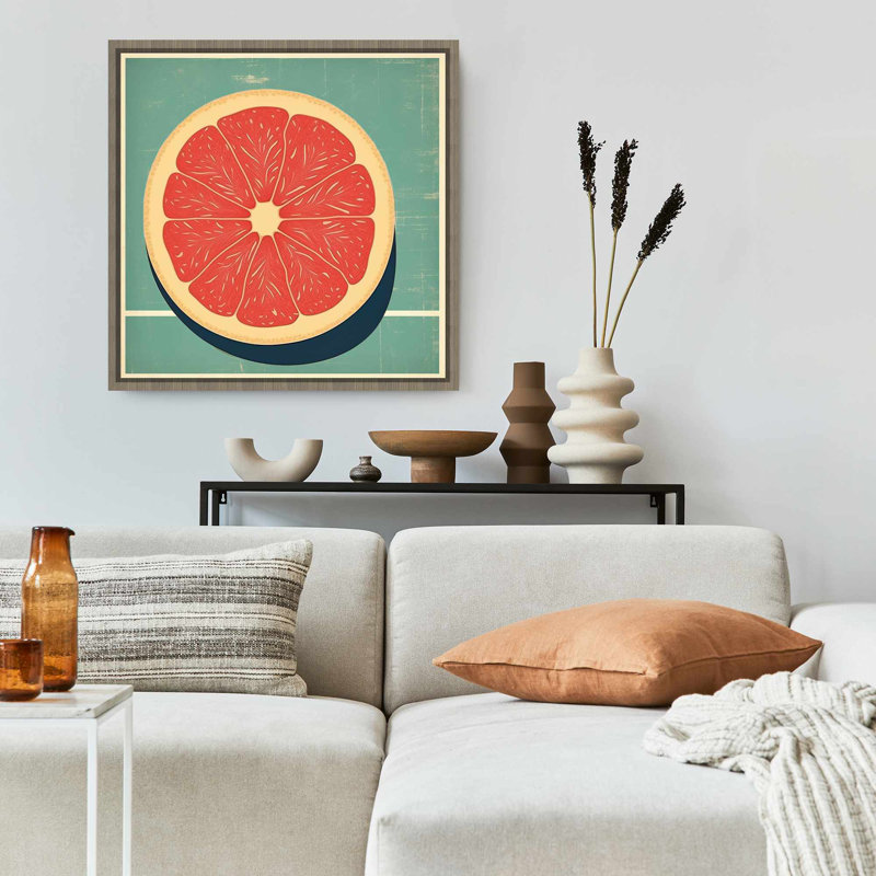 Toile abstraite minimaliste avec pamplemousse | Décoration intérieure