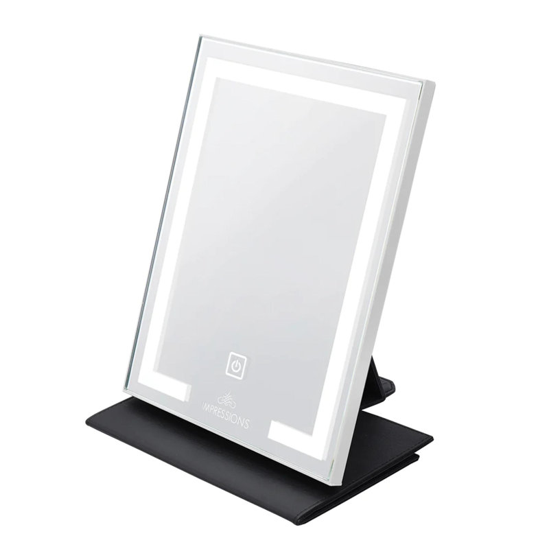 Ishai Lumiere Touch Pad Mini LED Makeup Mirror, Tabletop Lighted Vanity Mirror, Soft Touch Sensor Switch