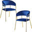 Ensemble de 2 chaises d'appoint modernes et luxueuses pour le salon et la maison, fauteuil avec pieds en métal doré, bleu