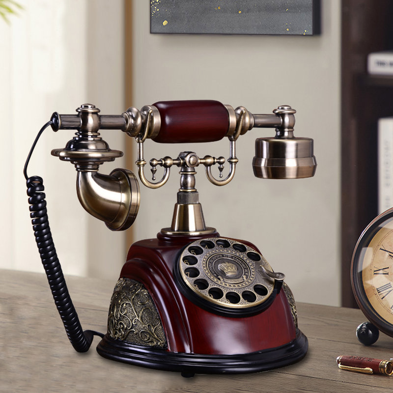 Retro Rotary Dial Phone, Vintage Corded Landline with Hands-Free & Redial