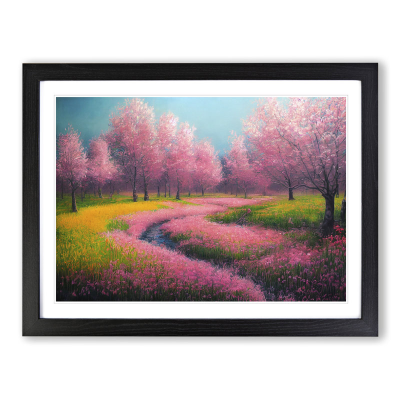 Brilliant Spring Forest - Single Picture Frame Print, 46cm H x 64cm W x 2cm D, Black Framed
