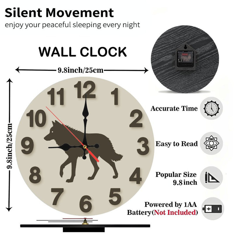 Horloge murale loup